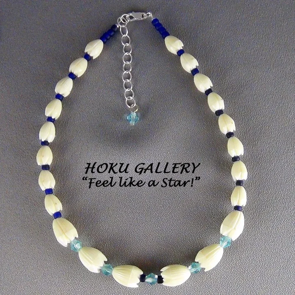 NWOT Handmade Children’s Necklace, Vintage Resin Pikaki Beads from Hawaii - 16